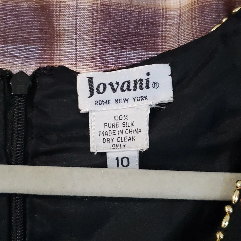 Vtg Jovani black silk gown with gold sequin detail - Picture 3 of 13